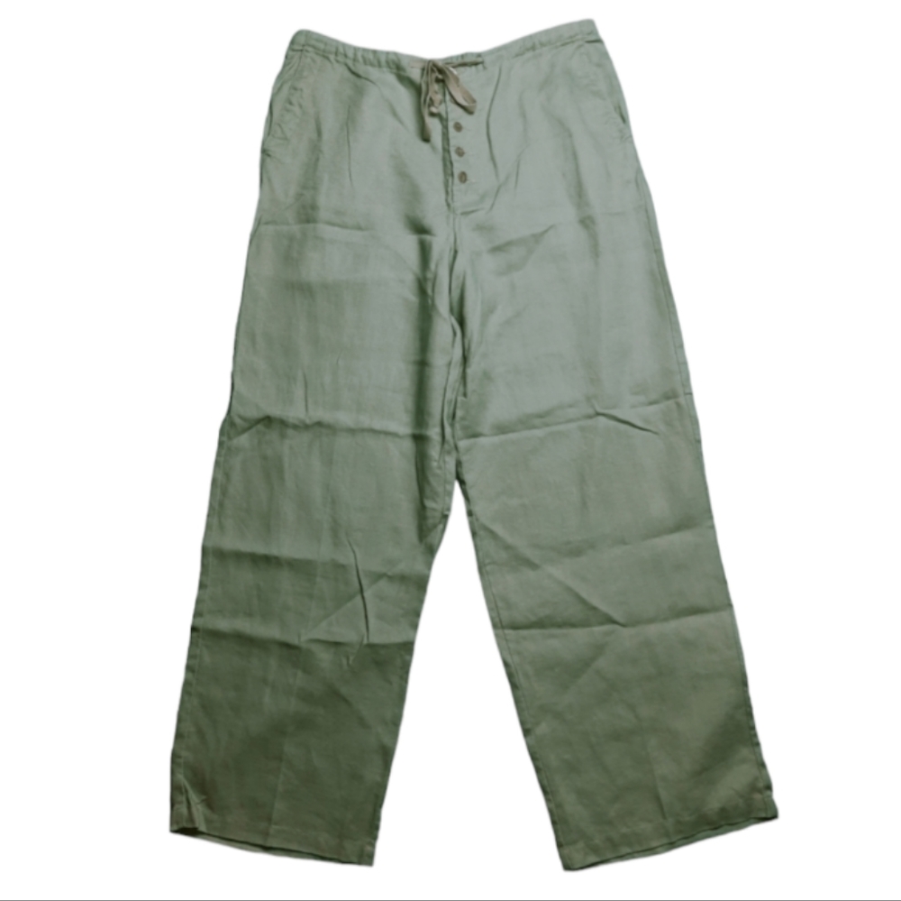 Chadwick's Pale Green Linen Wide Leg Pants SZ 14